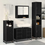 Bathroom Furniture Set 3 pcs Black Oak Engineered Wood 3402487