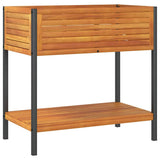 Garden Planter with Shelf 80x45x80 cm Solid Wood Acacia and Steel 367617