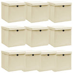 ZNTS Storage Boxes with Lid 10 pcs Cream 32x32x32 cm Fabric 288360