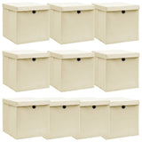 ZNTS Storage Boxes with Lid 10 pcs Cream 32x32x32 cm Fabric 288360