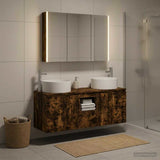 Bathroom Cabinet Set 4 pcs Smoked Oak Engineered Wood 3406587