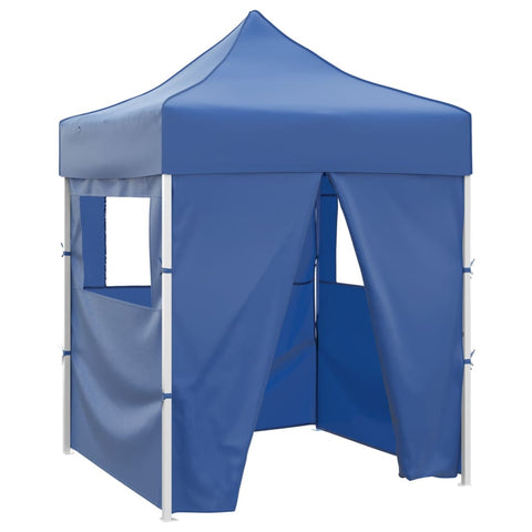 Professional Folding Party Tent with 4 Sidewalls 2x2 m Steel Blue 48879