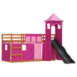 Bunk Bed without Mattress with Slide and Curtains Pink 90x200 cm 3284196