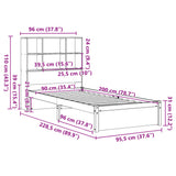 Bookcase Bed without Mattress 90x200cm Solid Wood Pine 3322387