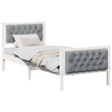 Bed Frame with Headboard Light Grey 75 x 190 cm Solid Pine Wood 878443