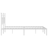 ZNTS Metal Bed Frame without Mattress with Headboard White 150x200cm 353588