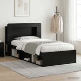 Bed Frame with Storage Black 100 x 200 cm Engineered Wood 3433447