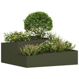 Garden Planter Olive Green 100 x 100 x 50 cm Cold-rolled Steel 873588