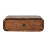 Solid Wood Avora Wall-Mounted Chestnut 1 Drawer Nightstand, Dark Brown B2743P403506