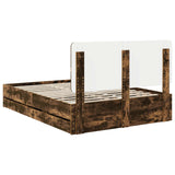 Bed Frame with Drawer Smoked Oak 150 x 200 cm Engineer Wood 3412585
