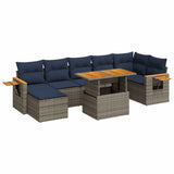 8 Piece Garden Sofa Set with Cushions Brown Poly Rattan Acacia 3327631