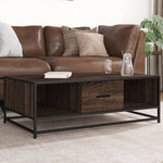 ZNTS Coffee Table Brown Oak 100x57x35 cm Engineered Wood and Metal 848763