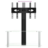 Corner TV Stand 2-Tiers for 32-70 Inch Black and Silver 358168