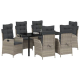 Garden Dining Set with Cushion 7 pcs Light Grey Poly Rattan 3380523