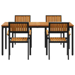 Garden Dining Set 5 pcs Black and brown 180 x 90 x 75 cm 3284417