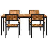Garden Dining Set 5 pcs Black and brown 180 x 90 x 75 cm 3284417