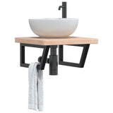 Basin Shelf Wall Mounted Steel and Solid Wood Oak 3302391