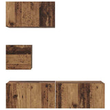 TV Cabinet Set Wall-mounted 4 pcs Old Wood Engineered Wood 3393147