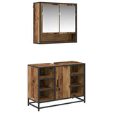 Bathroom Furniture Set with Door 2 pcs Old Wood Engineered Wood 3402527