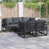 Garden Sofa Set with Cushion 6 pcs Black Steel 3378948