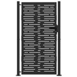 Garden Gate with Lock Black 110 x 180 cm Powder-Coated Steel 42015902