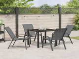 Garden Dining Set 5 pcs Grey and Black Powder-coated Steel 3379122