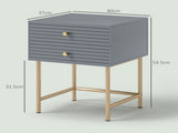 Set of Two Elegant Bedside Tables - Grey/Gold-Tone T3398P330483