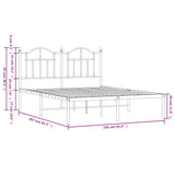 Metal Bed Frame without Mattress with Headboard White 150x200cm 353490