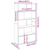 Bookcase Concrete Grey 100x36x189 cm Engineered Wood 3295327