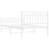 Metal Bed Frame without Mattress with Footboard White 107x203cm 373754