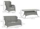 Garden PE Rattan Dining Sofa Set, Outdoor 4 Seater Wicker Furniture, High Back Chairs with Cushions, T3398P320029
