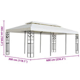 Gazebo with Double Roof White 6x3 m Steel 362376