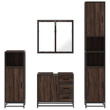 4 Piece Bathroom Furniture Set Brown Oak Engineered Wood 3301199