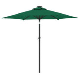 Garden Parasol with LEDs and Steel Pole Green 225x225x212cm 4005067