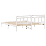 Bed Frame with Headboard White Solid pine wood 872363