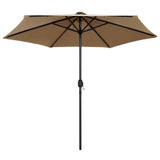 Garden Parasol with LED Lights and Aluminium Pole 270 cm Taupe 47355