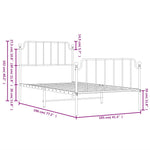 ZNTS Metal Bed Frame without Mattress with Footboard White 100x190cm 373948