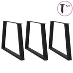 ZNTS Dining Table Legs V-Shape 3 pcs Black 90x cm Steel 4012592