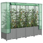 ZNTS Raised Bed with Greenhouse Cover Rattan Look 160x40x138 cm 4015858