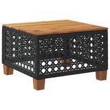 Garden Table Black 55x55x36 cm Poly Rattan Acacia Wood 365929