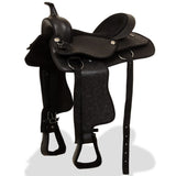 Western Saddle. Headstall&Breast Collar Real Leather 15" Black 91352