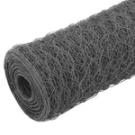 Chicken Wire Fence Steel with PVC Coating 25x1.5 m Grey 143294