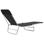 ZNTS Folding Sun Loungers 2 pcs Steel and Fabric Black 44300