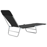 ZNTS Folding Sun Loungers 2 pcs Steel and Fabric Black 44300