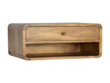 Solid Wood Floating Curve Open Slot Bedside, 1 Drawer and Open Shelf, Brown B2743P402929