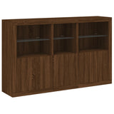 Sideboard with LED Lights Brown Oak 162x37x100 cm 3209148