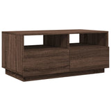 ZNTS Coffee Table with LED Lights Brown Oak 90x49x40 cm 839839