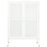 Sideboard White 75x35x105 cm Steel and Glass 336071