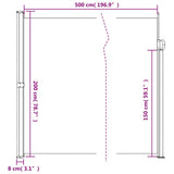 Retractable Side Awning Cream 200x500 cm 4004460