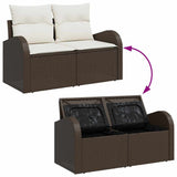 Sofa Set with Cushion 4 pcs Brown and White Poly Rattan 3354657